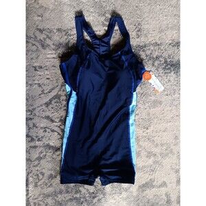 Fashion World Women UV 50+ Protective One Piece Swimsuit Romper Navy Size Medium